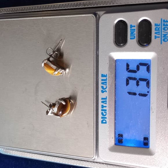 Sterling Silver Tiger's Eye Stud Earrings - Picture 8 of 12